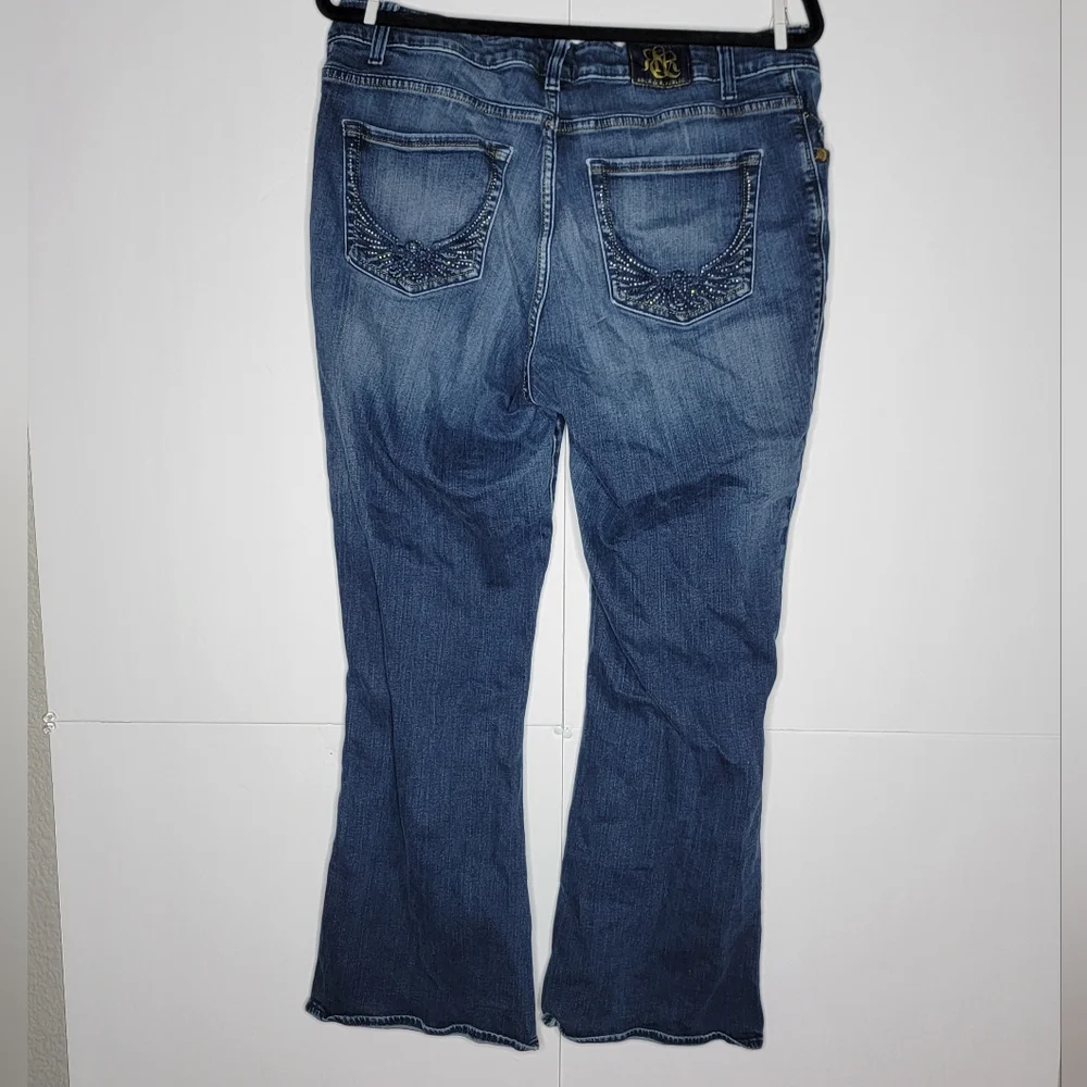 Rock & Republic Bootcut Jeans Rhinestone Wing Pockets Size 32